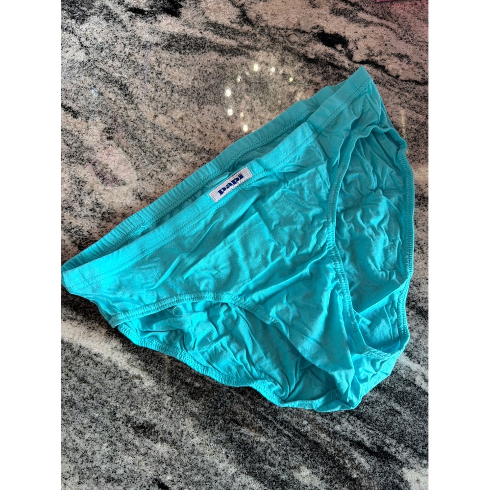 Papi Mens Bikini Briefs Turquoise Blue 100% Cotton Low Rise Underwear Small